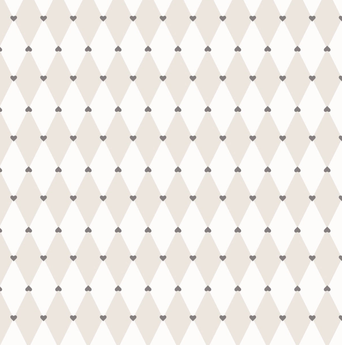 Papel Mural Rombo Corazón Beige
