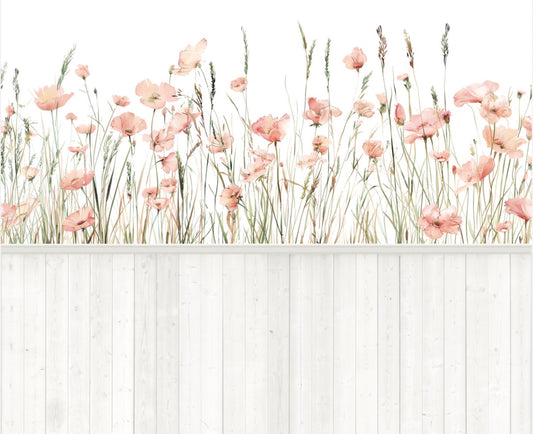 Papel Mural Flores Silvestres Rosa