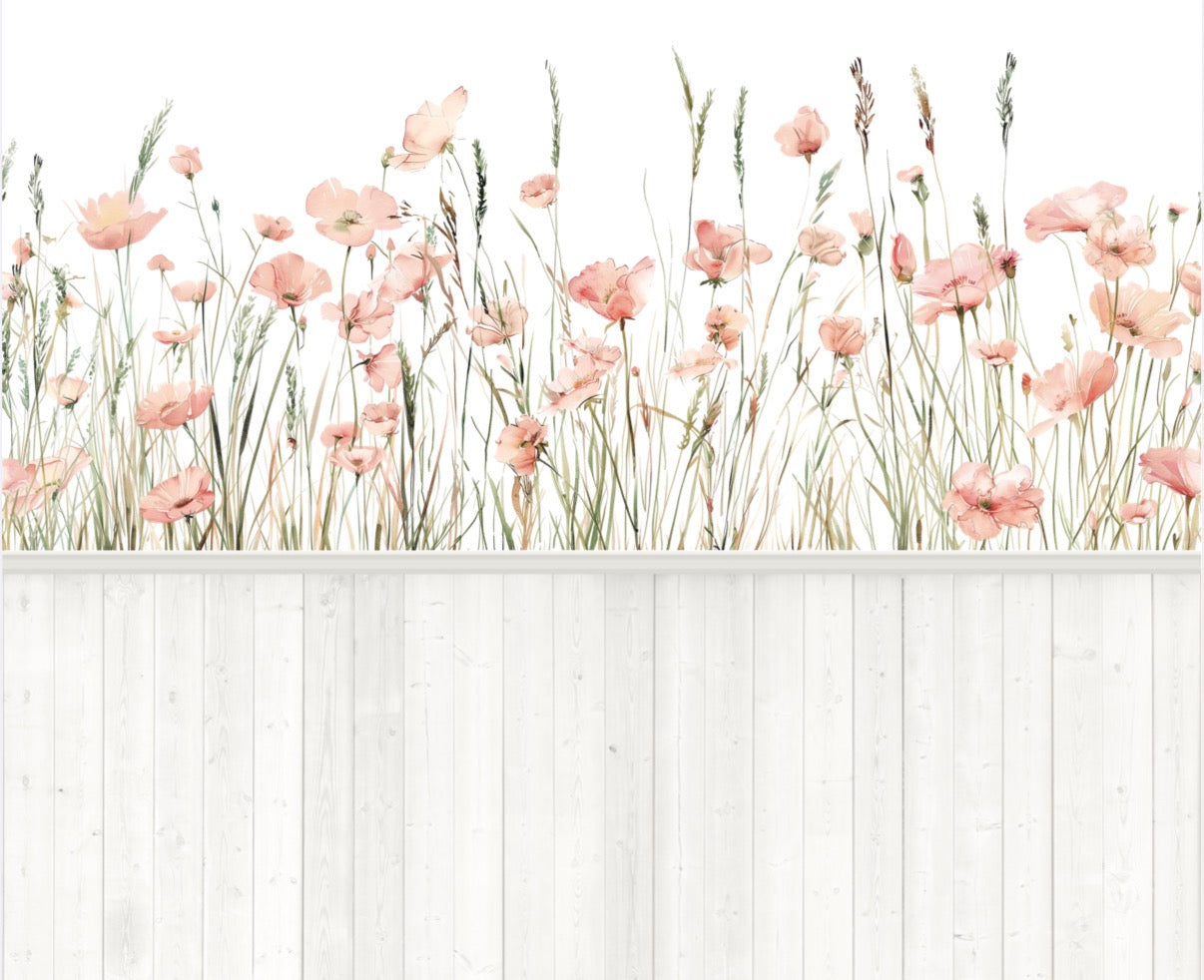 Papel Mural Flores Silvestres Rosa