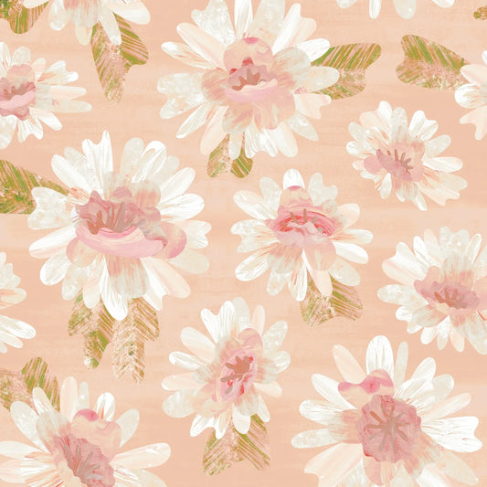 Papel Mural Flor Acuarela Rosada