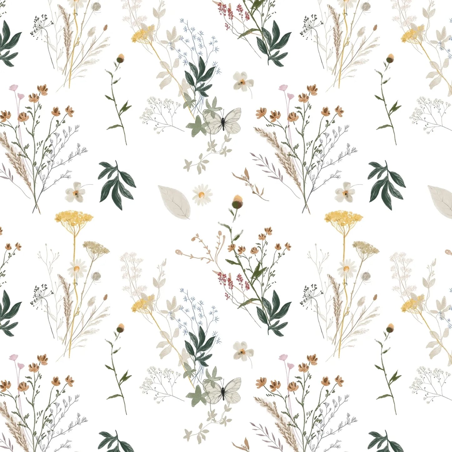 Papel Mural Floral Blanco