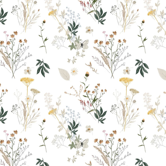 Papel Mural Floral Blanco