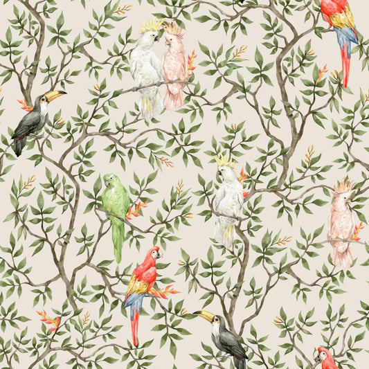 Papel Mural Loros Blancos