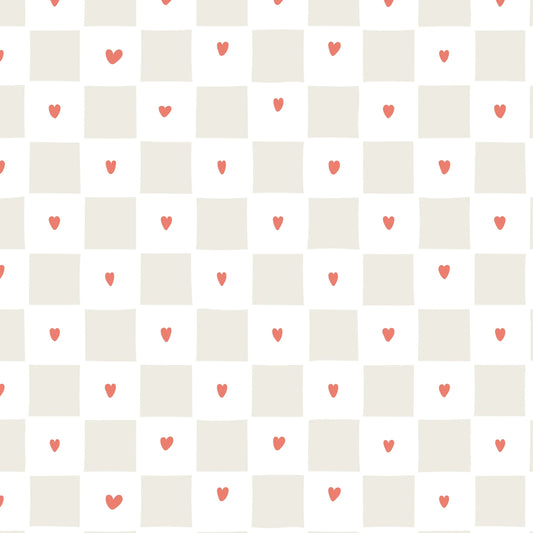 Papel Mural Amor a Cuadros Beige