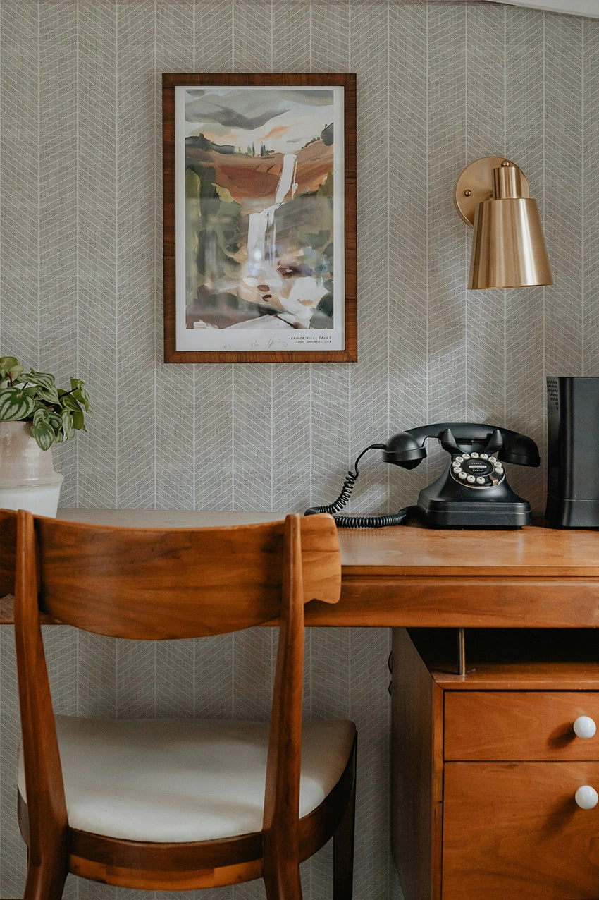 Papel Mural Espiga Lino Gris