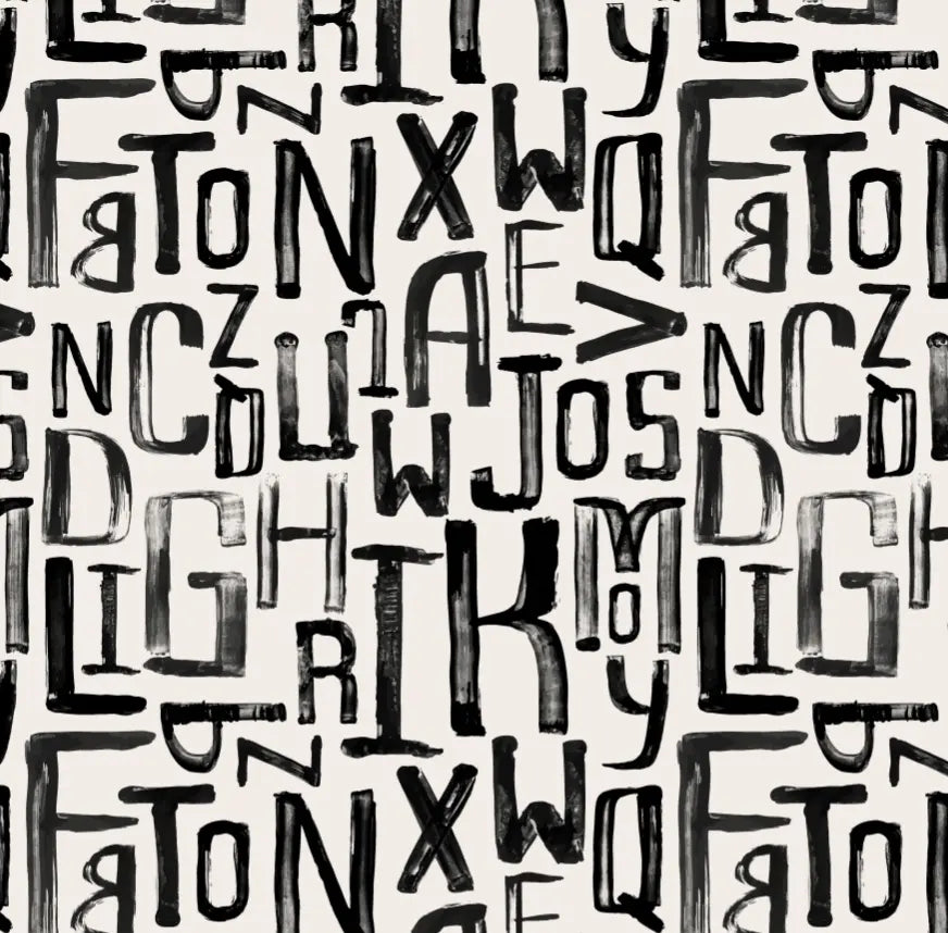 Papel Mural Letras Negras