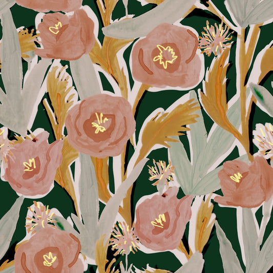 Papel Mural Peonias Negras