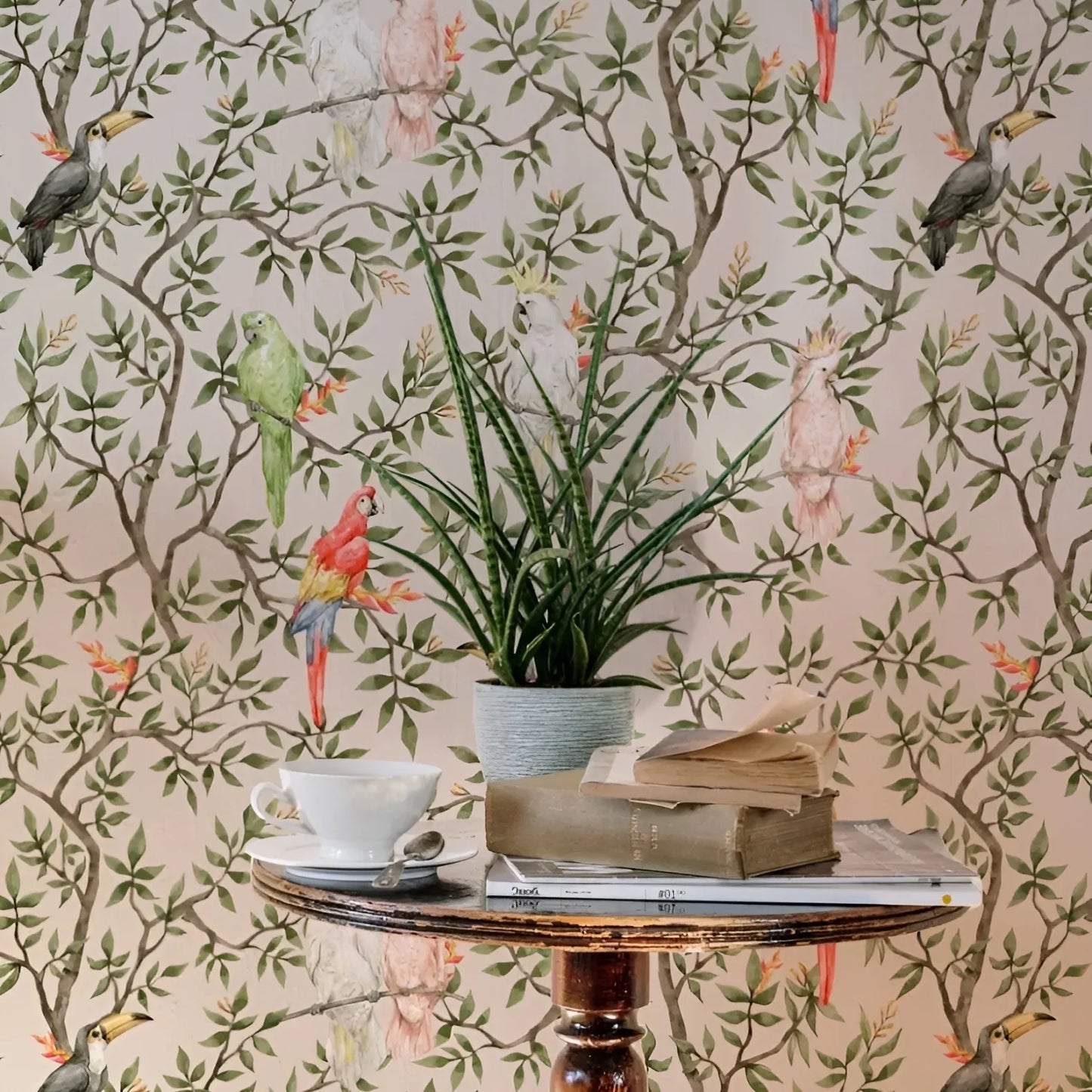 Papel Mural Loros Blancos