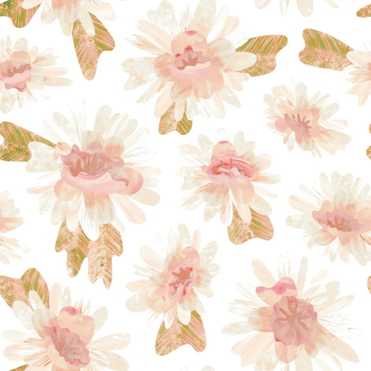 Papel Mural Flor Acuarela Blanca