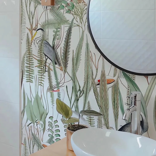 PAPEL MURAL GARZAS BLANCAS - Siete Tintas