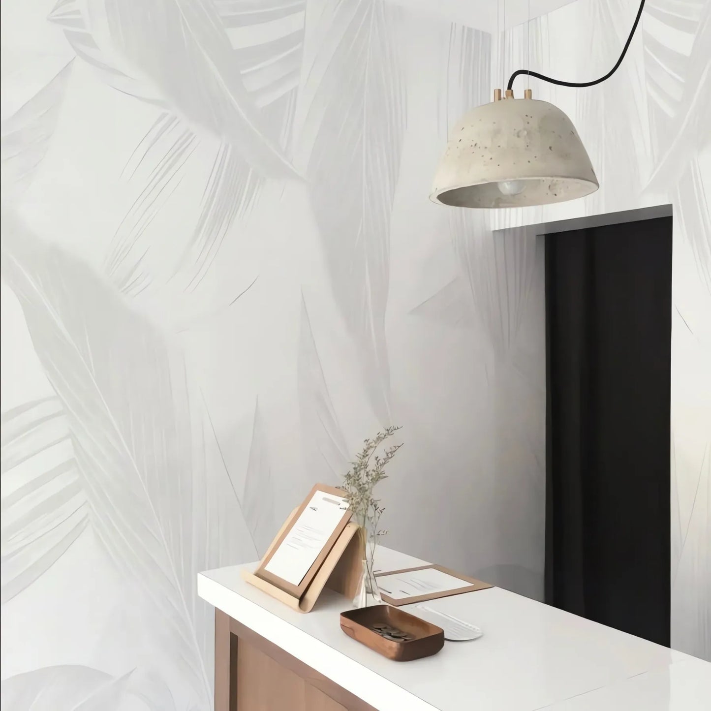 Papel Mural Hojas Gastadas Gris