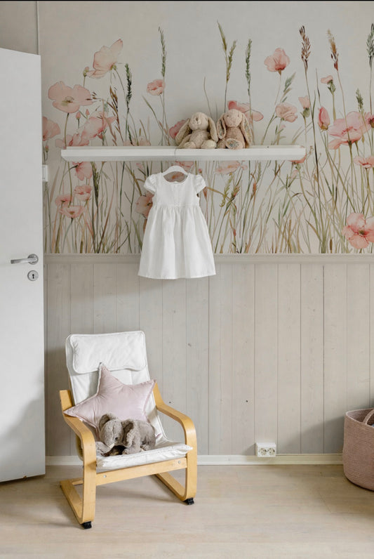 Papel Mural Flores Silvestres Rosa