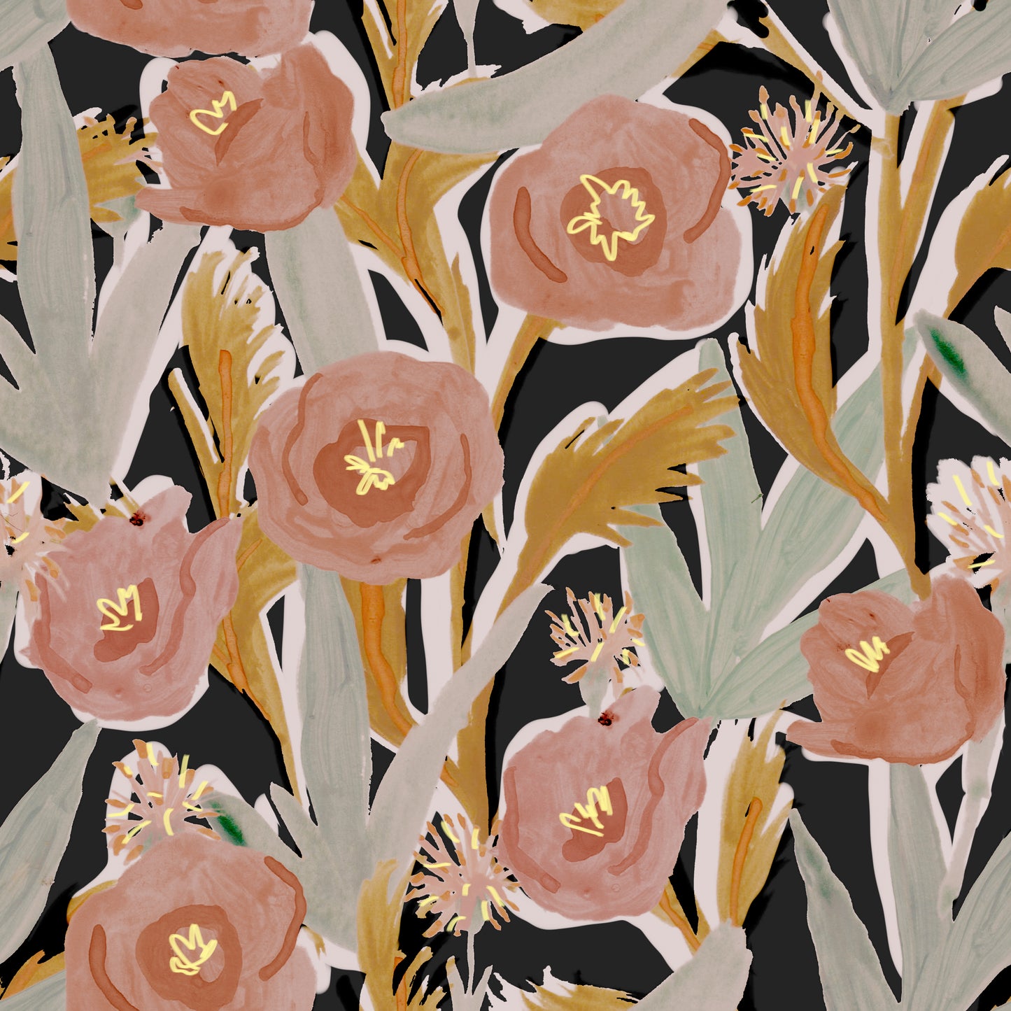 Papel Mural Peonias Negras