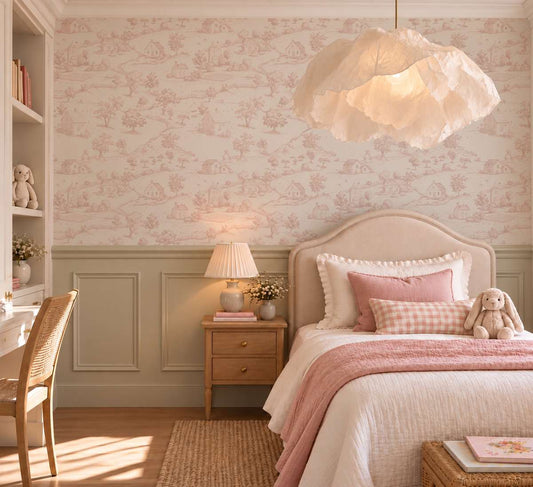 Papel Mural Toile de Jouy Pradera Rosa