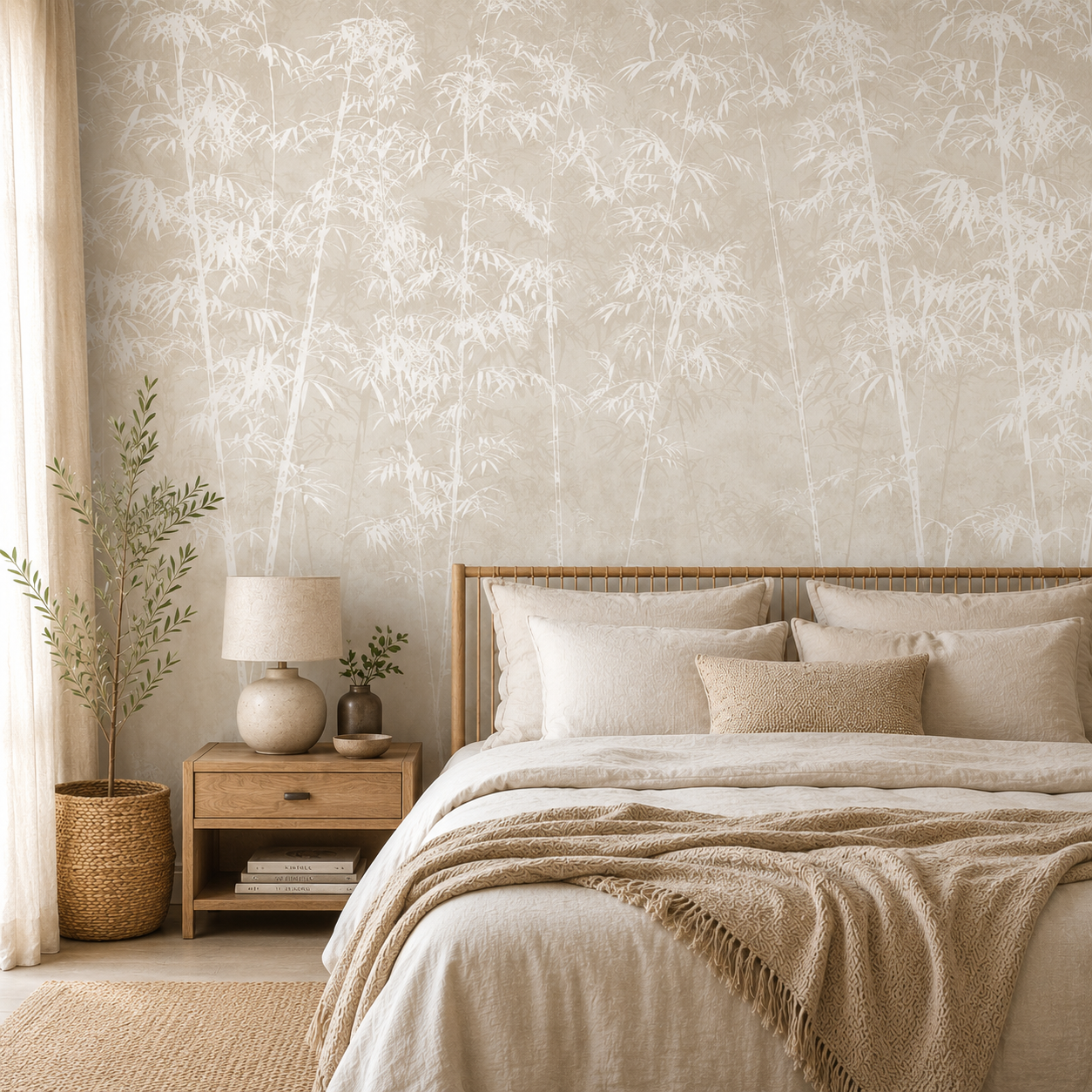 Papel Mural Bambú Beige