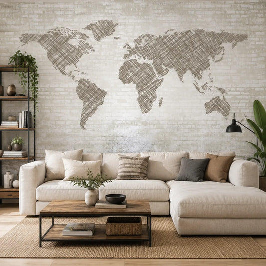Papel Mural Mapa Ladrillo