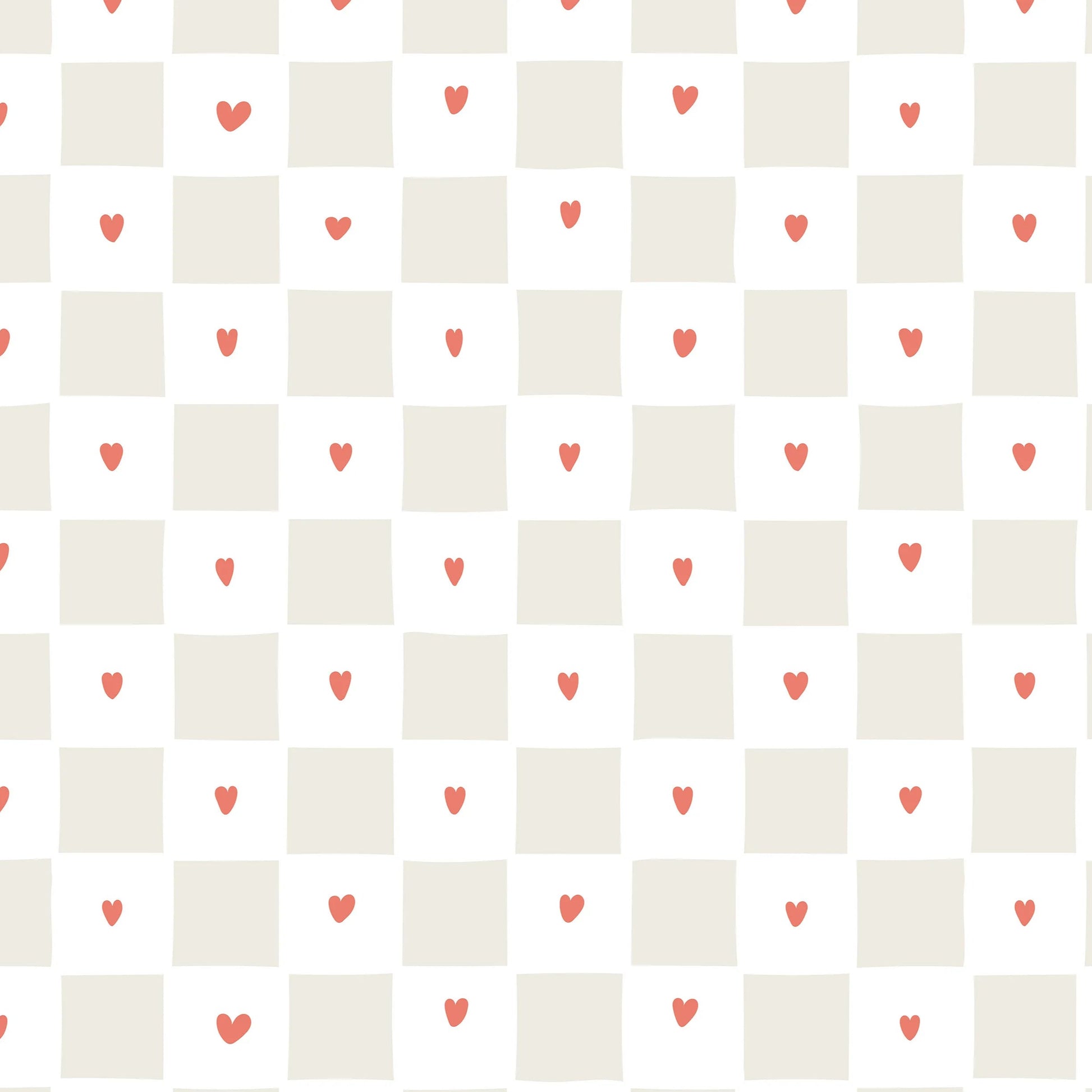 Papel Mural Amor a Cuadros Beige