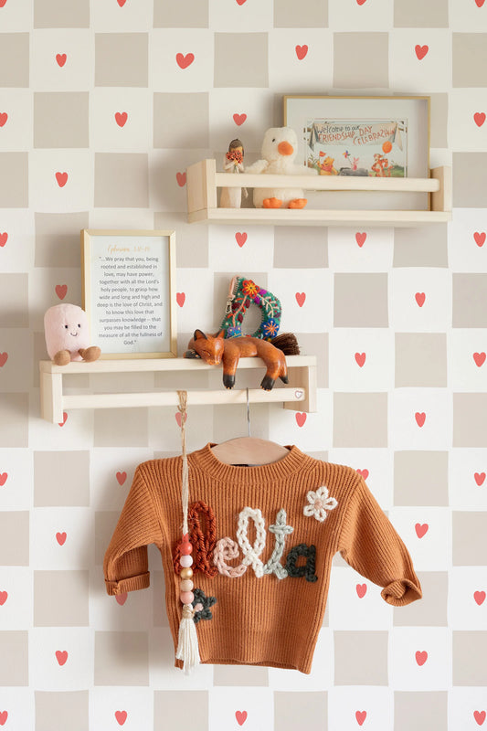 Papel Mural Amor a Cuadros Beige