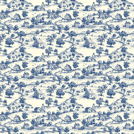 Papel Mural Toile de Jouy Pradera Azul
