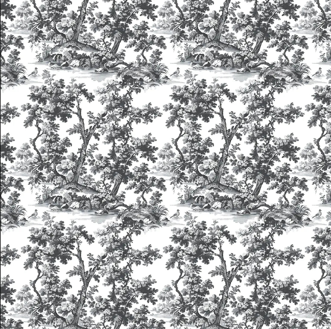 Papel Mural Toile de Jouy Negro