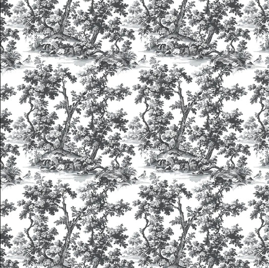 Papel Mural Toile de Jouy Negro