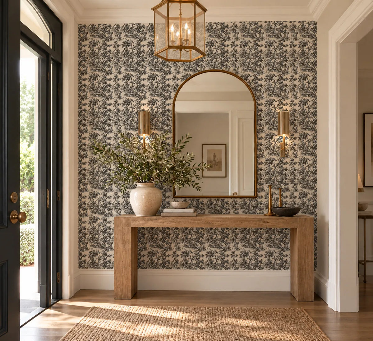 Papel Mural Toile de Jouy Negro